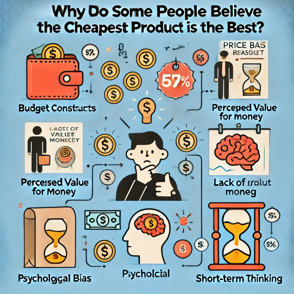 explaining why some people believe the cheapest product is the best.